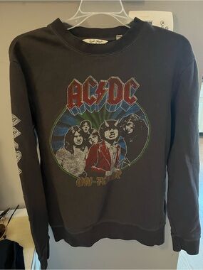 Junk Food Clothing Black AC/DC Graphic Sweatshirt with Red Logo